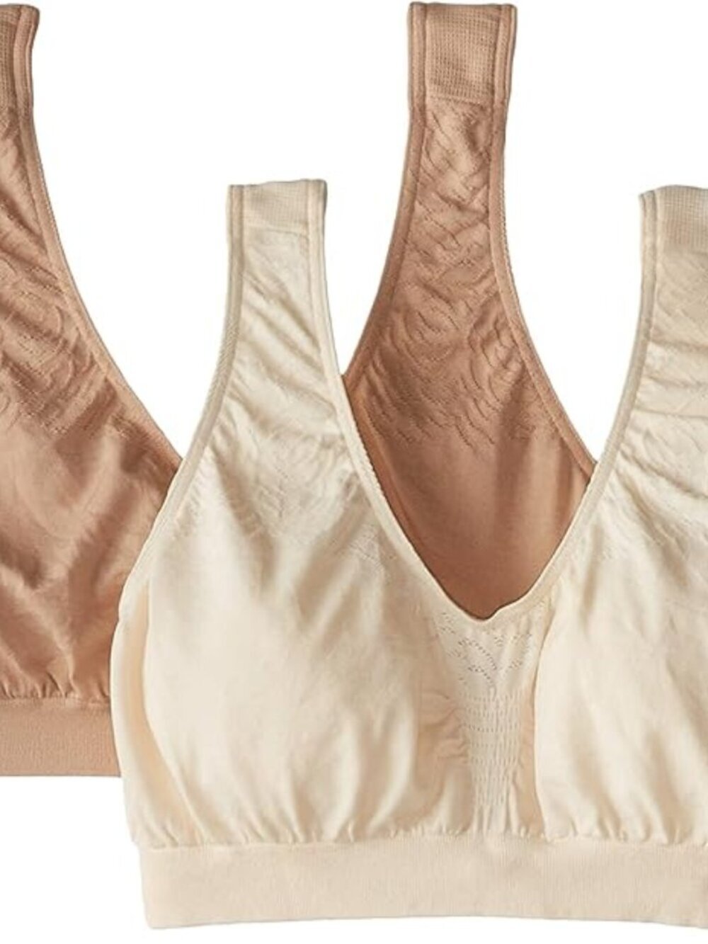 NWT Bali Women's Comfort Revolution Bralette 2 Pack Nude/Light Beige S